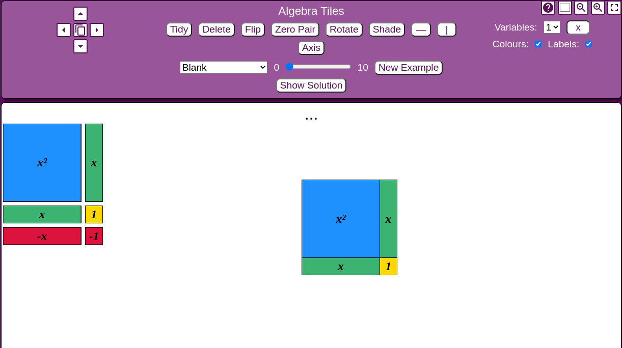 Algebra tiles from mathsbot a dash of research